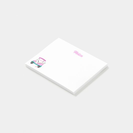 Post-it® Maman golfeuse Panier Nom Points Roses (Incliné)