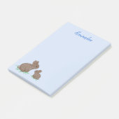 Post-it® Maman mignonne avec bébé lapin dans du trèfle bleu (Incliné)