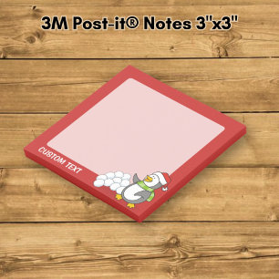 Post-it® Manchot de Noël avec boules de neige agitant