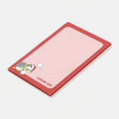Post-it® manchot de Noël ramassant une boule de neige (Incliné)