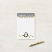 Post-it® Manchots mignons étoiles nom enfants gris jaune (Sur un bureau)