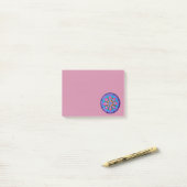 Post-it® mandala Cool violet bleu rose et vert (Sur un bureau)