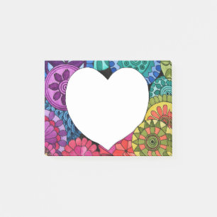 Post-it® Mandala d'arc-en-ciel d'aquarelle avec le coeur