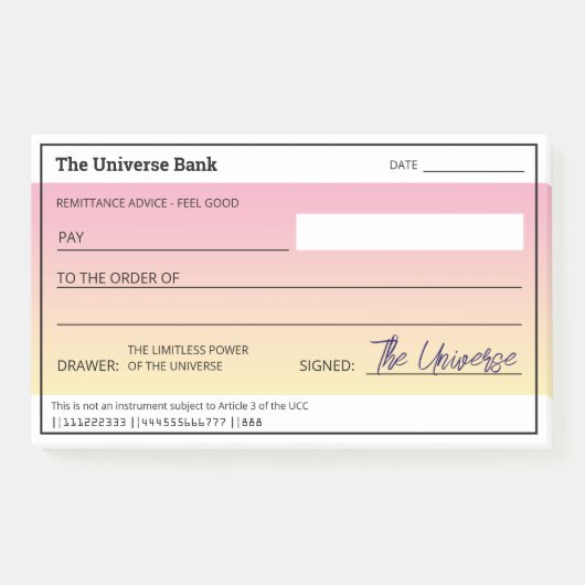 Post-it® Manifestation d'argent Vierge chèque fille (Devant)