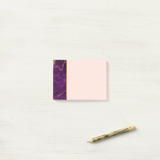 Post-it® Marbre Abstrait moderne violet et or (Sur un bureau)
