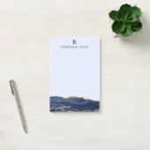 Post-it® Marbre Agate Or Bleu Ciel Marine Moderne Monogramm (Bureau)
