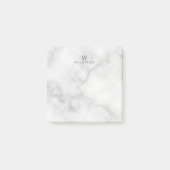 Post-it® Marbre blanc avec monogramme et nom personnalisés (Devant)