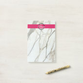 Post-it® Marbre blanc chic et nom de fille rose (Sur un bureau)