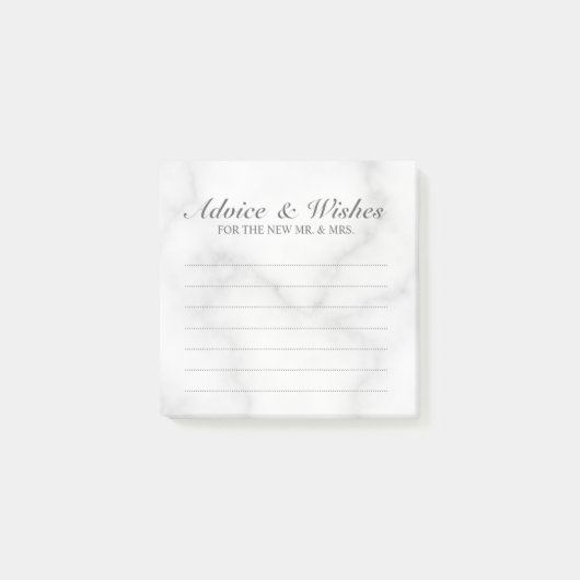Post-it® Marbre blanc classique Mariage Conseils et souhait (Devant)