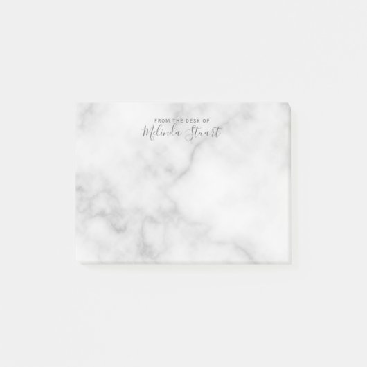 Post-it® Marbre blanc de script moderne professionnel (Devant)