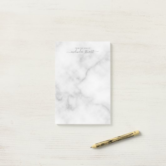 Post-it® Marbre blanc de script moderne professionnel (Sur un bureau)