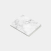 Post-it® Marbre blanc de script personnalisé Monogramme et (Incliné)