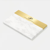 Post-it® Marbre blanc Élégant moderne Faux Modèle or (Incliné)