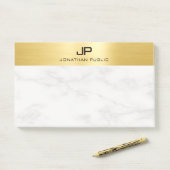 Post-it® Marbre blanc Élégant moderne Faux Modèle or (Sur un bureau)