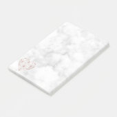 Post-it® Marbre blanc et Rose Gold Foil Coeur géométrique (Incliné)