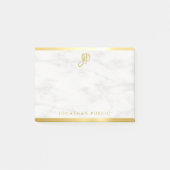 Post-it® Marbre blanc Gold Calligraphie Monogramme Modèle (Devant)
