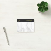 Post-it® Marbre blanc Modèle monogramme Black Gold (Bureau)