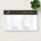 Post-it® Marbre blanc Modèle Monogramme Black Gold Elegant (Bureau)
