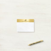 Post-it® Marbre blanc Modèle Monogramme Et Or Simple (Sur un bureau)