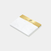 Post-it® Marbre blanc Modèle Monogramme Et Or Simple (Incliné)