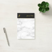 Post-it® Marbre blanc Modèle Monogramme personnalisé Black  (Bureau)