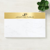 Post-it® Marbre blanc Modèle Monogramme Personnalisé Et Or (Bureau)