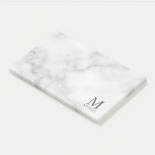 Post-it® Marbre blanc Monogramme personnalisé et nom (Incliné)