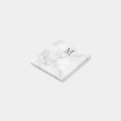 Post-it® Marbre blanc Monogramme personnalisé et nom (Incliné)