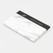 Post-it® Marbre blanc personnalisé Monogramme Or Texte élég (Incliné)