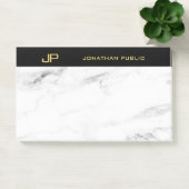 Post-it® Marbre blanc personnalisé Monogramme Or Texte élég (Bureau)