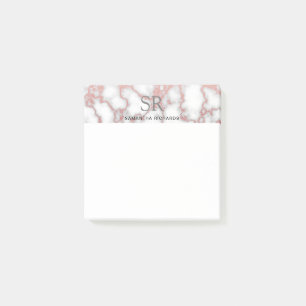 Post-it® Marbre blanc rose or motif