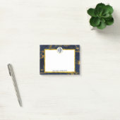 Post-it® Marbre bleu marine et or Marbre moderne Monogramme (Bureau)