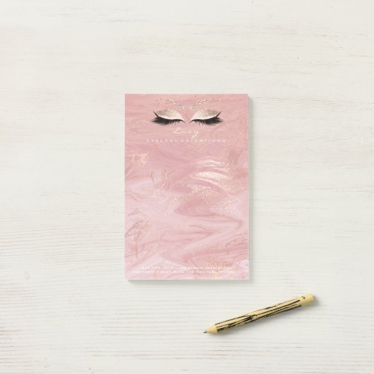 Post-it® Marbre de maquillage Lashes Rose Nom Web Téléphone (Sur un bureau)