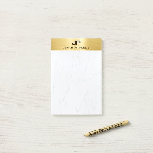 Post-it® Marbre d'or Créatif Simple Design Moderne Plain (Sur un bureau)