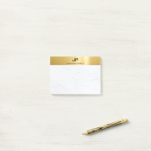 Post-it® Marbre d'or Elégant Simple Design moderne Plain (Sur un bureau)