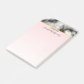 Post-it® Marbre gris lisse moderne avec ruban or (Incliné)