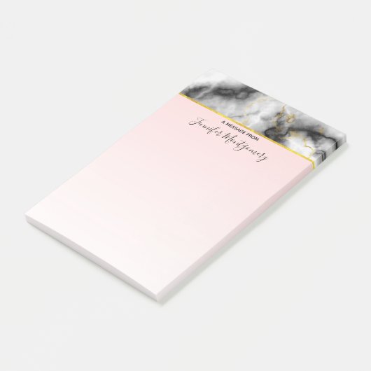 Post-it® Marbre gris lisse moderne avec ruban or (Incliné)