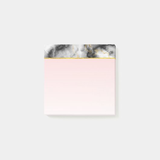 Post-it® Marbre gris lisse moderne avec ruban or (Devant)