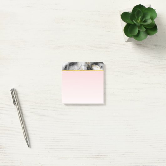 Post-it® Marbre gris lisse moderne avec ruban or (Bureau)