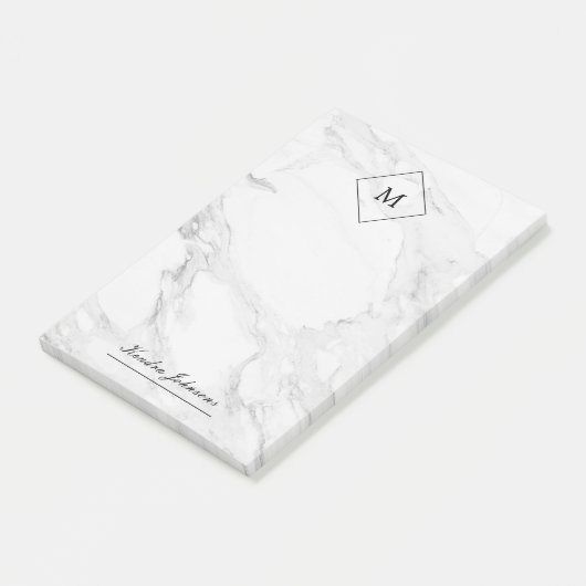 Post-it® Marbre moderne de monogramme (Incliné)