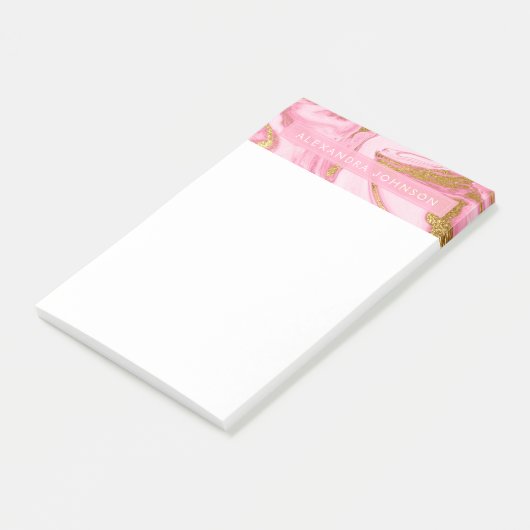 Post-it® Marbre moderne rose, blanc et or (Incliné)