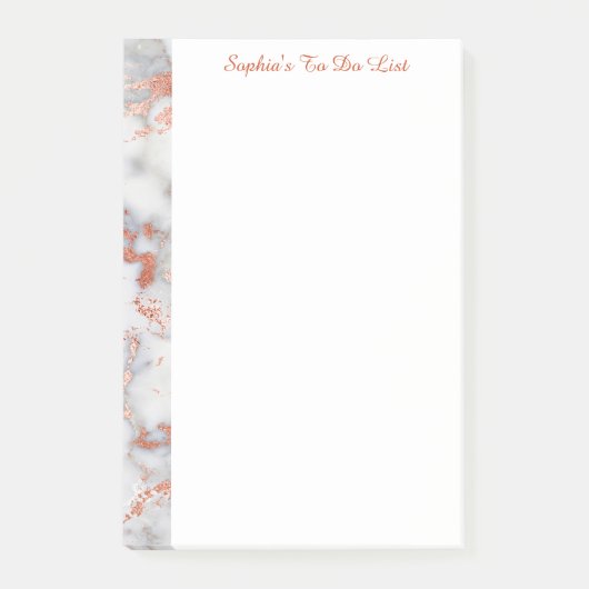 Post-it® Marbre Or Rose et Blanc, Nom ou Titre (Devant)