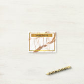 Post-it® Marbre personnalisé Prendre note avec bordure or (Sur un bureau)