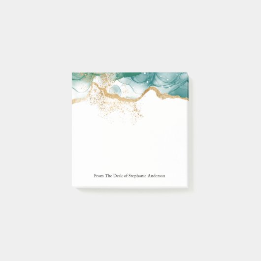 Post-it® Marbre vert Parties scintillant or Encre d'alcool  (Devant)