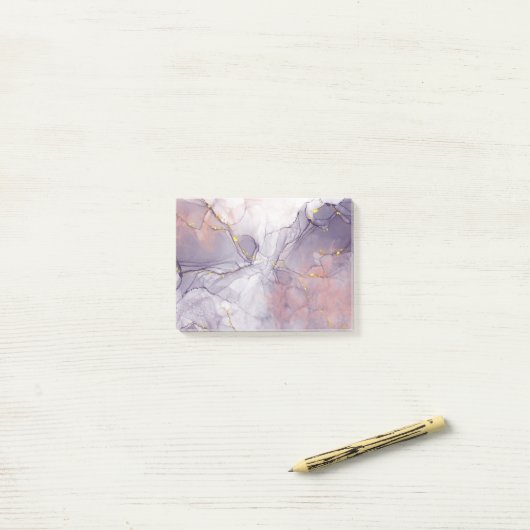 Post-it® Marbre violet et or (Sur un bureau)