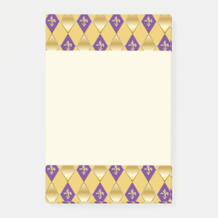 Post-it® Mardi Gras Carnaval Arlequin Gold Fleur de Lis