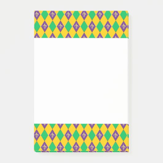 Post-it® Mardi Gras Carnaval Arlequin Gold Fleur de Lis (Devant)