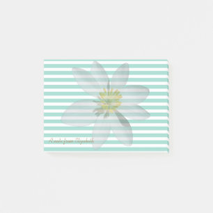 Post-it® Marguerite blanche sur rayures - Personnalisé