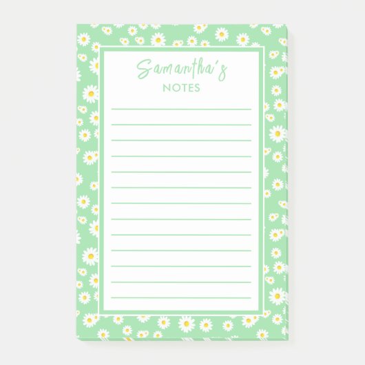 Post-it® Marguerites de printemps vertes boho (Devant)