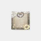 Post-it® Mariage Bois Coeur Fer à Cheval Broderie Fleur de  (Devant)